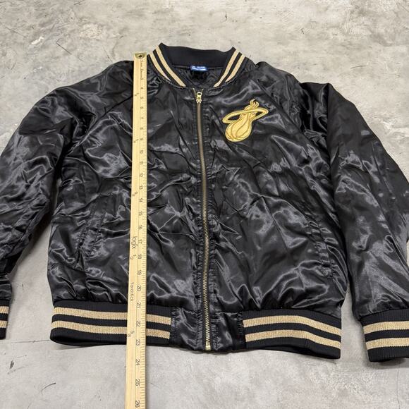 Miami Heat Ultra Game NBA Women’s Quilted Line Zip Jacket Size Medium Gold Black - Picture 2 of 8
